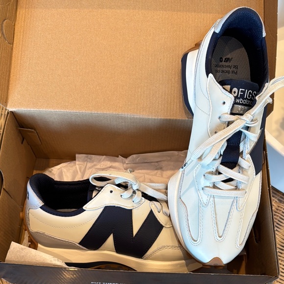 New Balance x Figs White and Navy Athletic Sneakers - Picture 2 of 5
